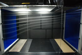Figure 2 - Flow visualization using smoke, the bypass flow rate set to 20 % of the main channel flow